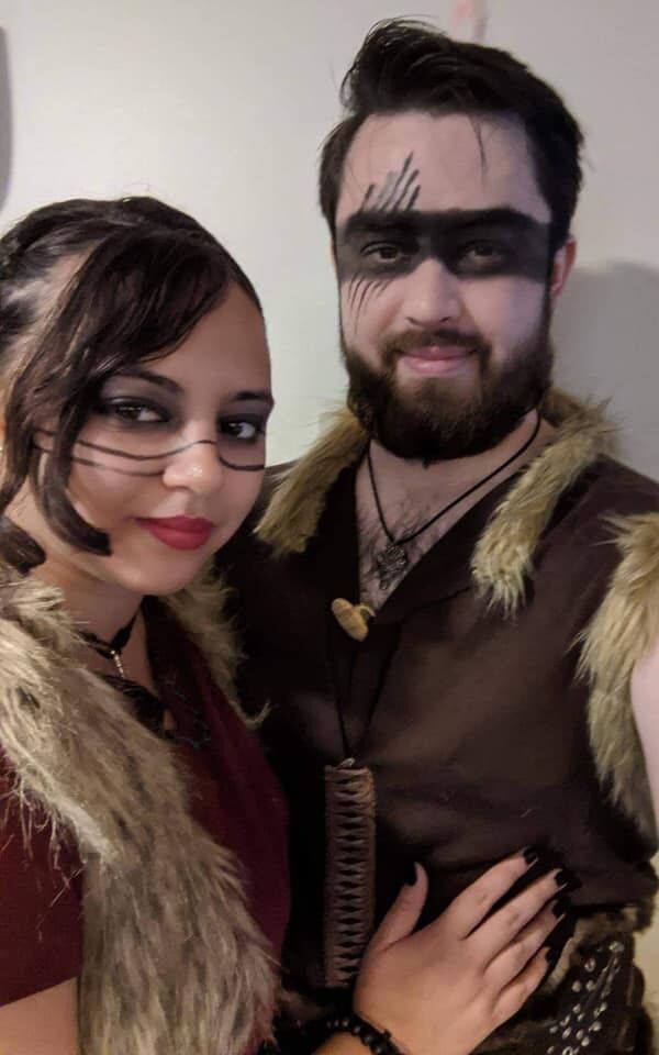 Halloween Kara's favorite time of the year. We tried our hand at making some homemade couple costumes. This was the first of many fun attempts from Vikings and Knights to Witches and Spiders. 

Fun fact: In the present Kara has a one-sided vendetta with, the Christmas obsessed, neighbors across the street. How dare they put up Santa on Halloween night!! 