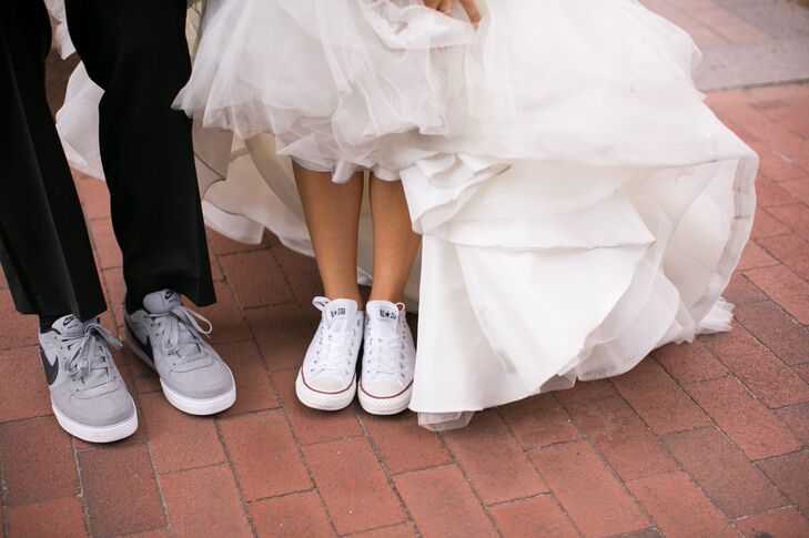 converse under wedding dress