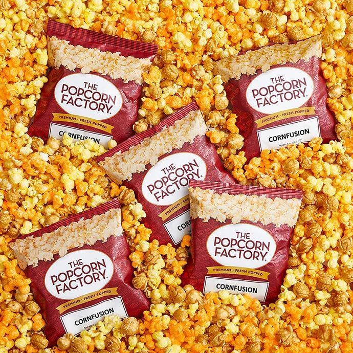 The Popcorn Factory Cornfusion individual snack bags edible wedding favor