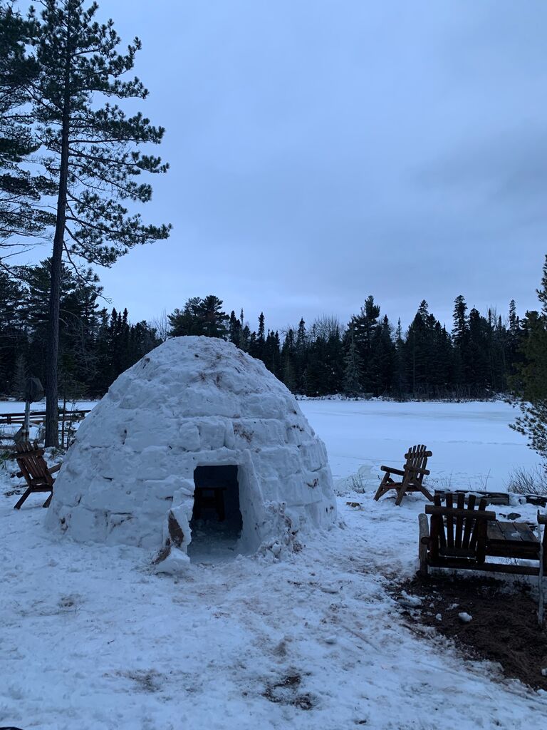 ...while Connor busied himself building an igloo up north at the cabin! C'mon, how impressive is this igloo!!
