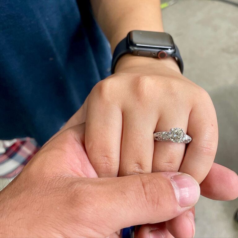 Our engagement! Peter picked up the gorgeous ring the day he asked Sam to spend forever with him. He was so excited, he asked Sam to marry him the same day he picked the ring up!
