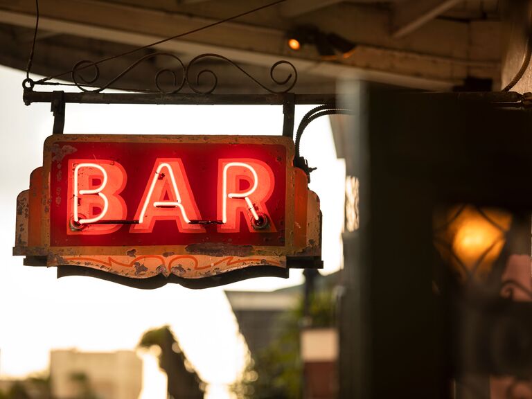 Neon Bar sign on Bourbon Street