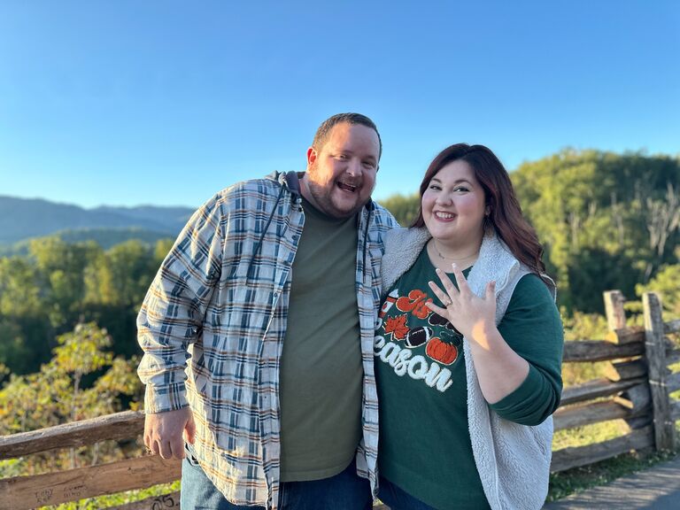 "She said YES!!!!!".
The day of proposal was one where we wake up at 5am to go to fantastic breakfast place. We enjoy breakfast and then went up the mountain to the Gatlinburg Overlook.

Jermey pick this place for this was  a special place to Lauren. He then want to make this place special to them as he got on one knee and pop the question to start a new chapter in their lives.

We are now engaged.