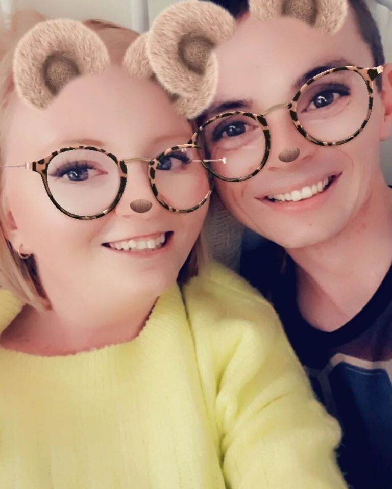 Our first photo together!
(Ah the days of snapchat filters...)