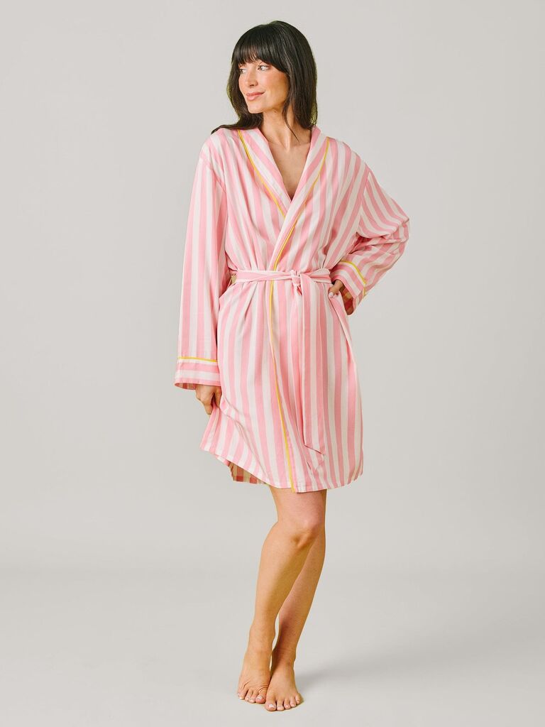 Retro striped mother-of-the-bride getting ready robe from Katie Kime