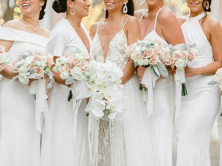 Closeup photo of bridesmaid bouquets