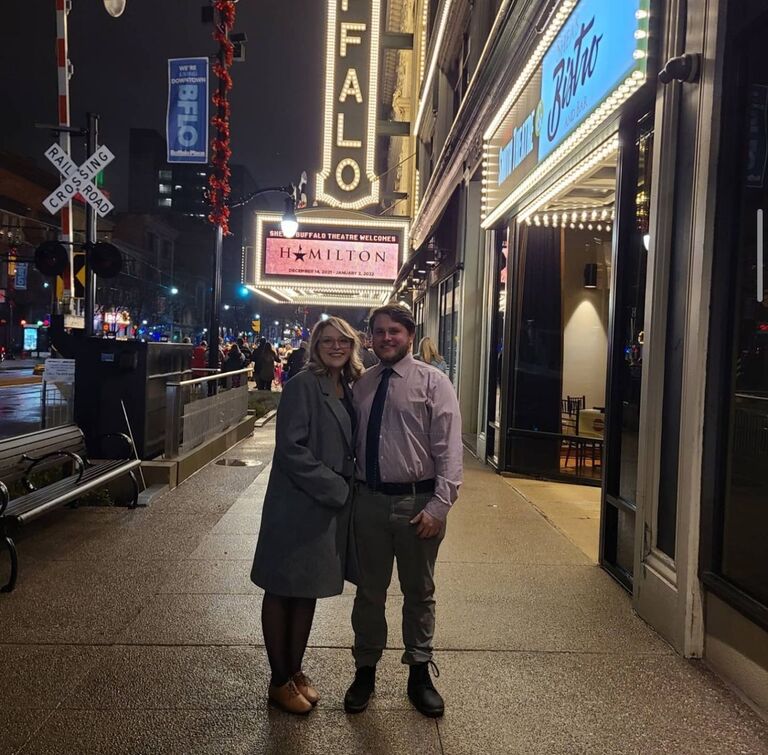 We met in high school during Cass' freshman year, and worked together behind the scenes. Both musicals and movies are something they both attend together.