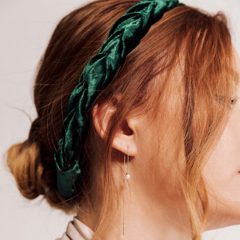 Green Luxe Braided Velvet Headband gift for daughter in law