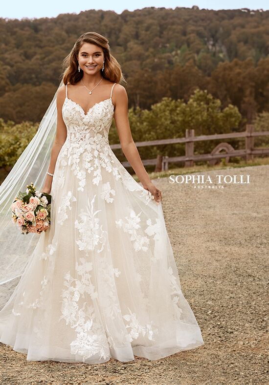 Sophia Tolli Classic Sweetheart Lace A-Line Wedding purchases Dress