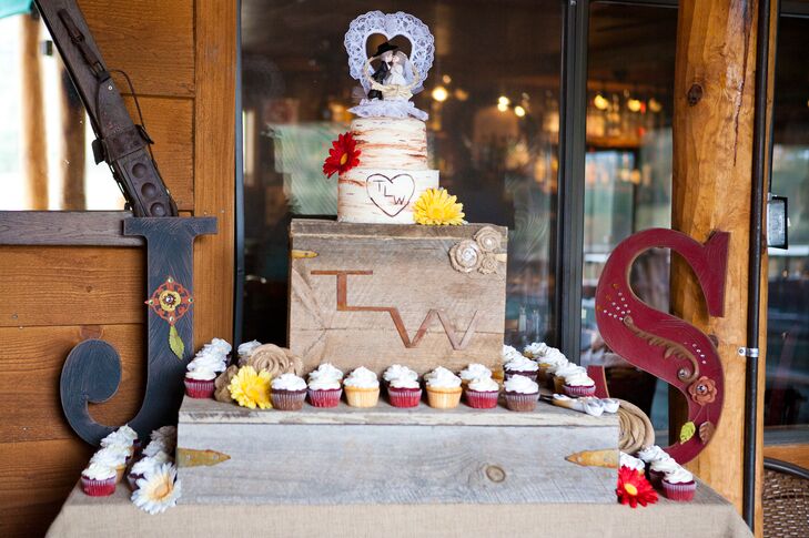 Birch Wood Wedding Cake With Western Decor