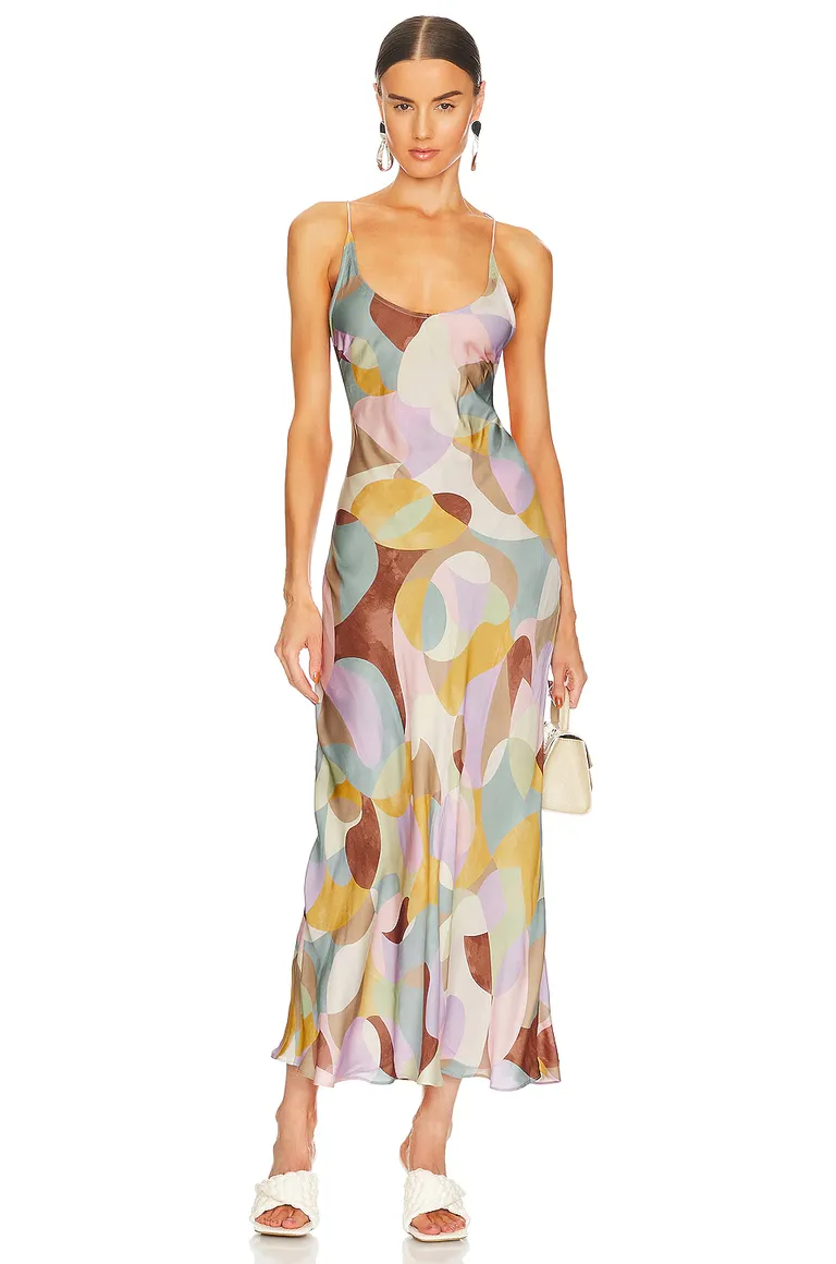 Slip midi dress with funky print