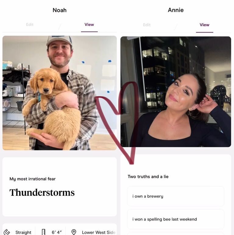 Noah & Annie match on Hinge