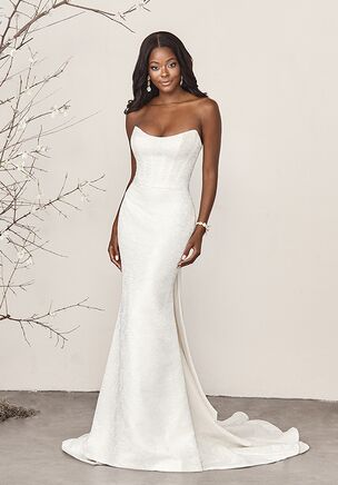 Jacquard Fit and Flare Bridal Gown Featuring Strapless Neckline
