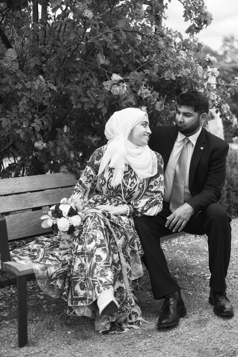 Once upon a time, two paths crossed and months later by Allah's will, here they are looking at their forever