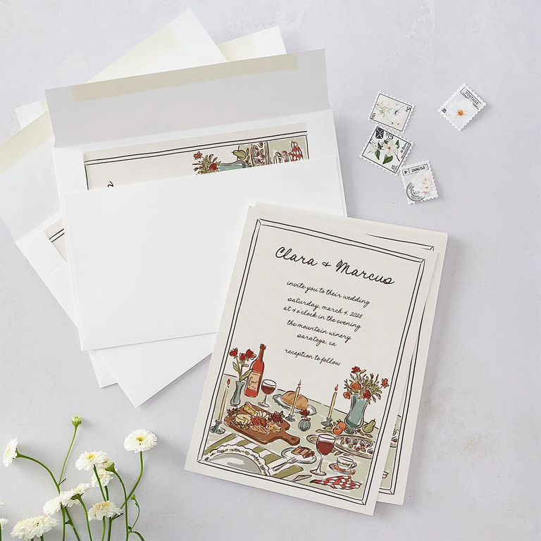 Hand-drawn wedding invitations