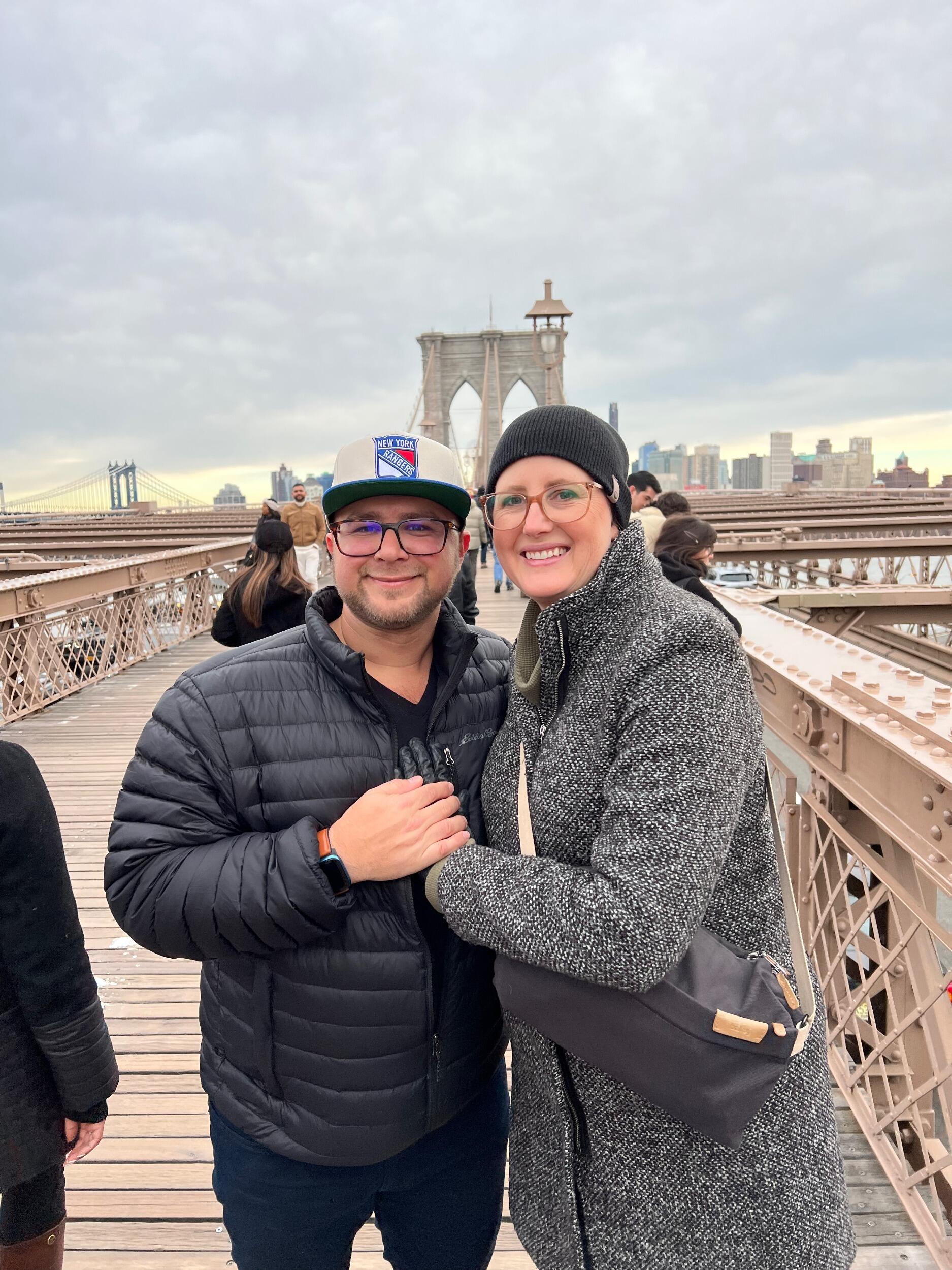 On Brooklyn Bridge, NYC.
(photo credits: Anne-Maree Parrish)
