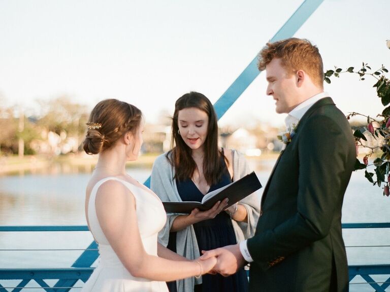 officiant reading during wedding ceremony