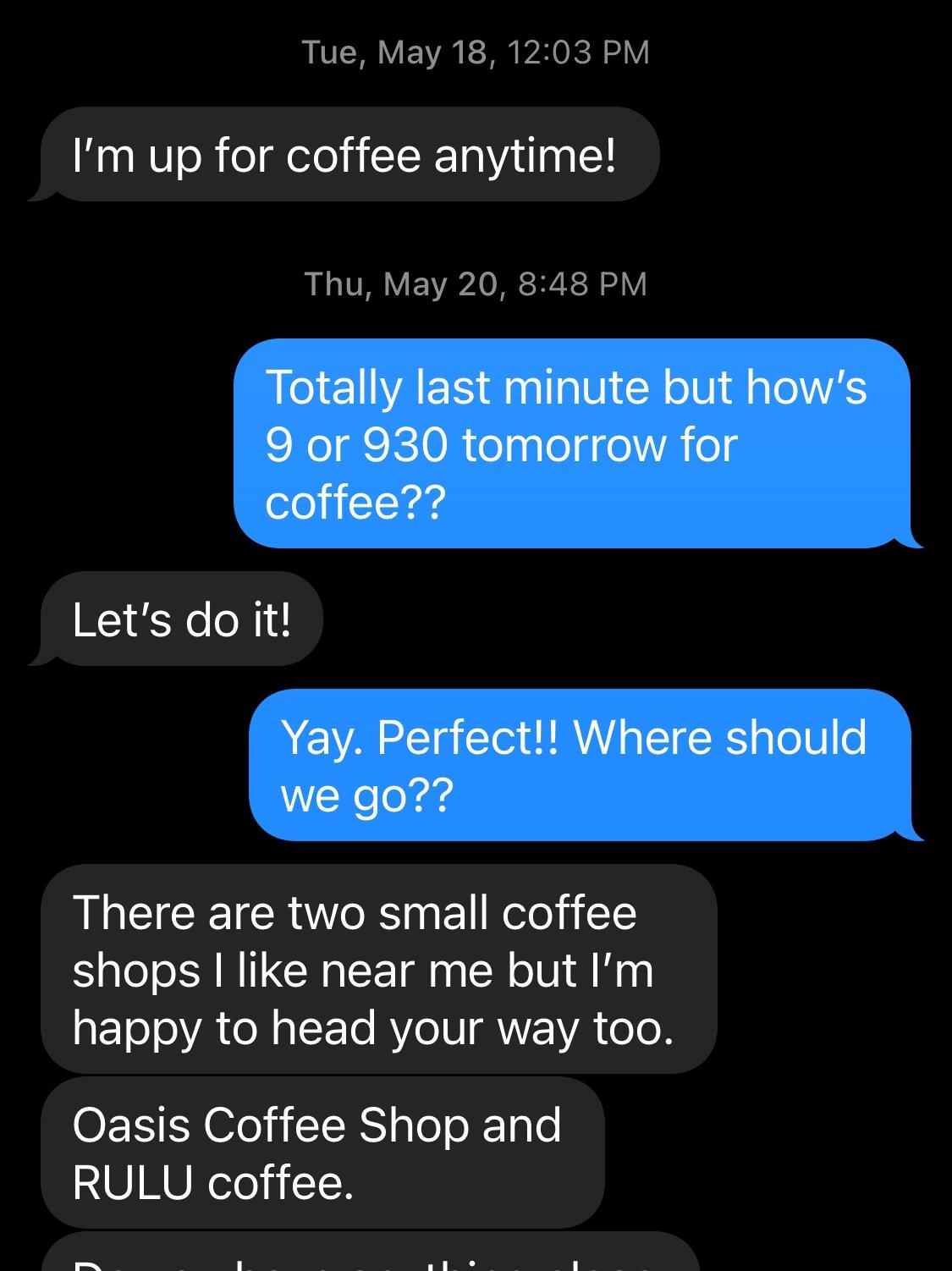 After many attempts on Clint's end, Capri finally made time for a coffee meet-up at Copenhagen Café in Tarpon Springs!