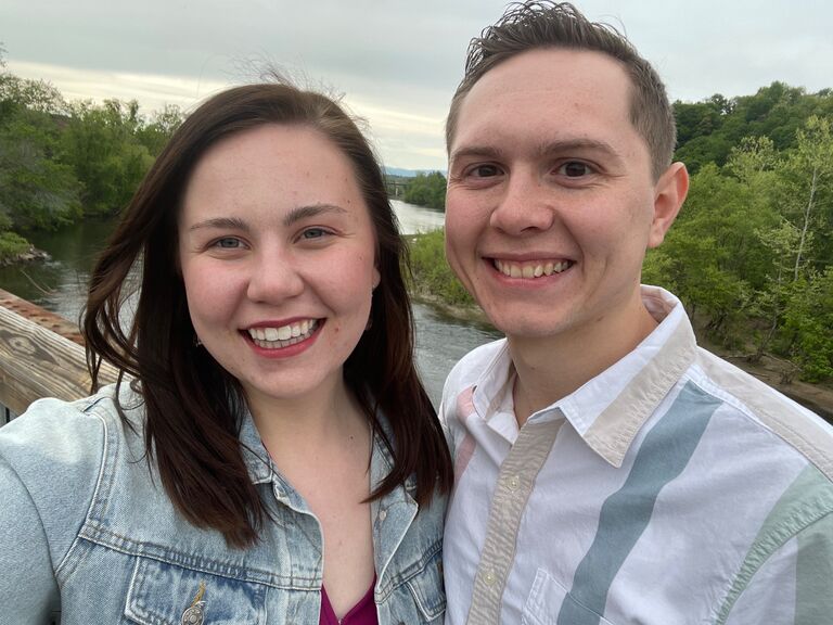 Caleb and Zoe’s one year anniversary - same spot, same smiles, different hair.
