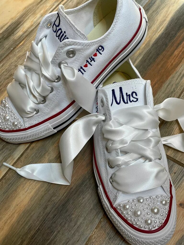 Personalized White Glitter Bride Sneakers With Rose Gold for Wedding or  Special Occasion, Bling Bridal Shoes, Sparkle Sneakers 