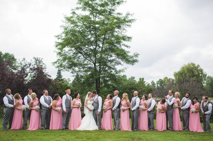 Long One Shoulder Pink Bridesmaid Dresses