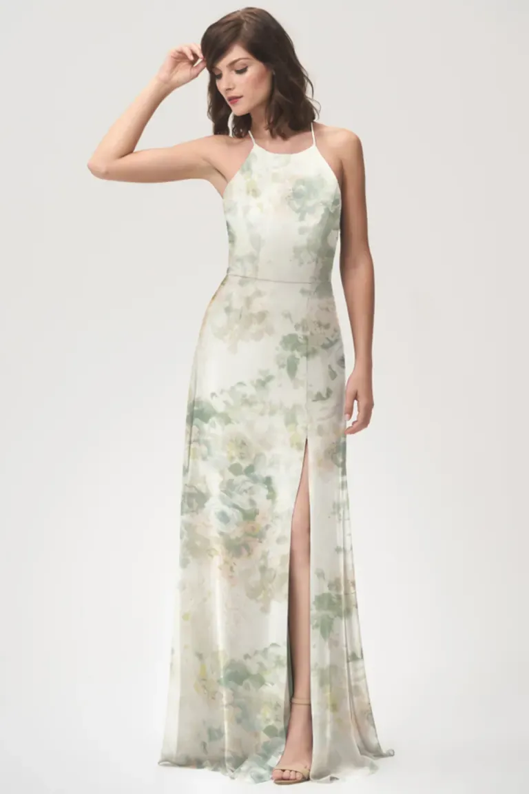 Sage green floral outlet bridesmaid dresses