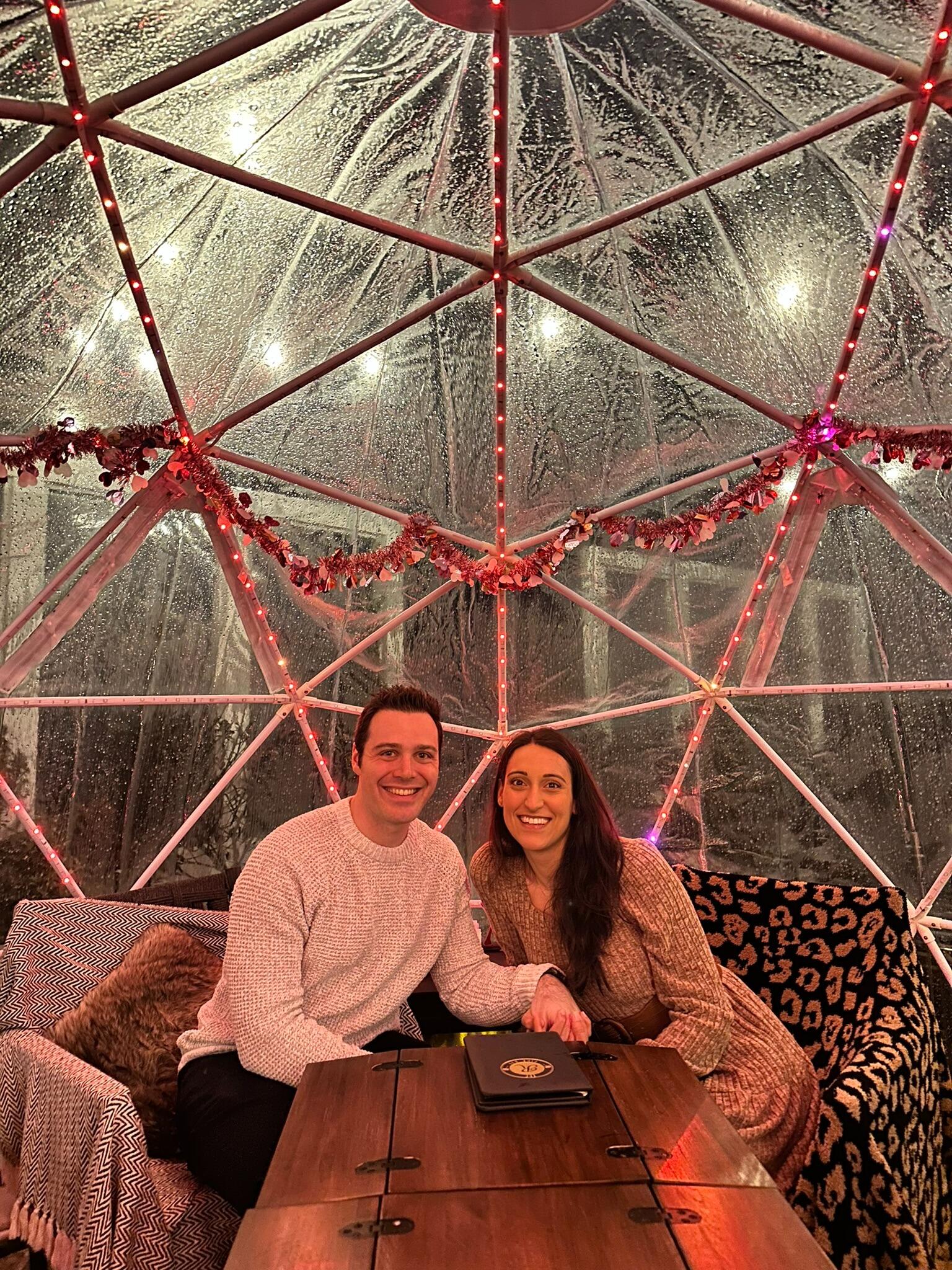 Romantic bubble dinner with a thunderstorm outside. 
Lovely and terrifying!