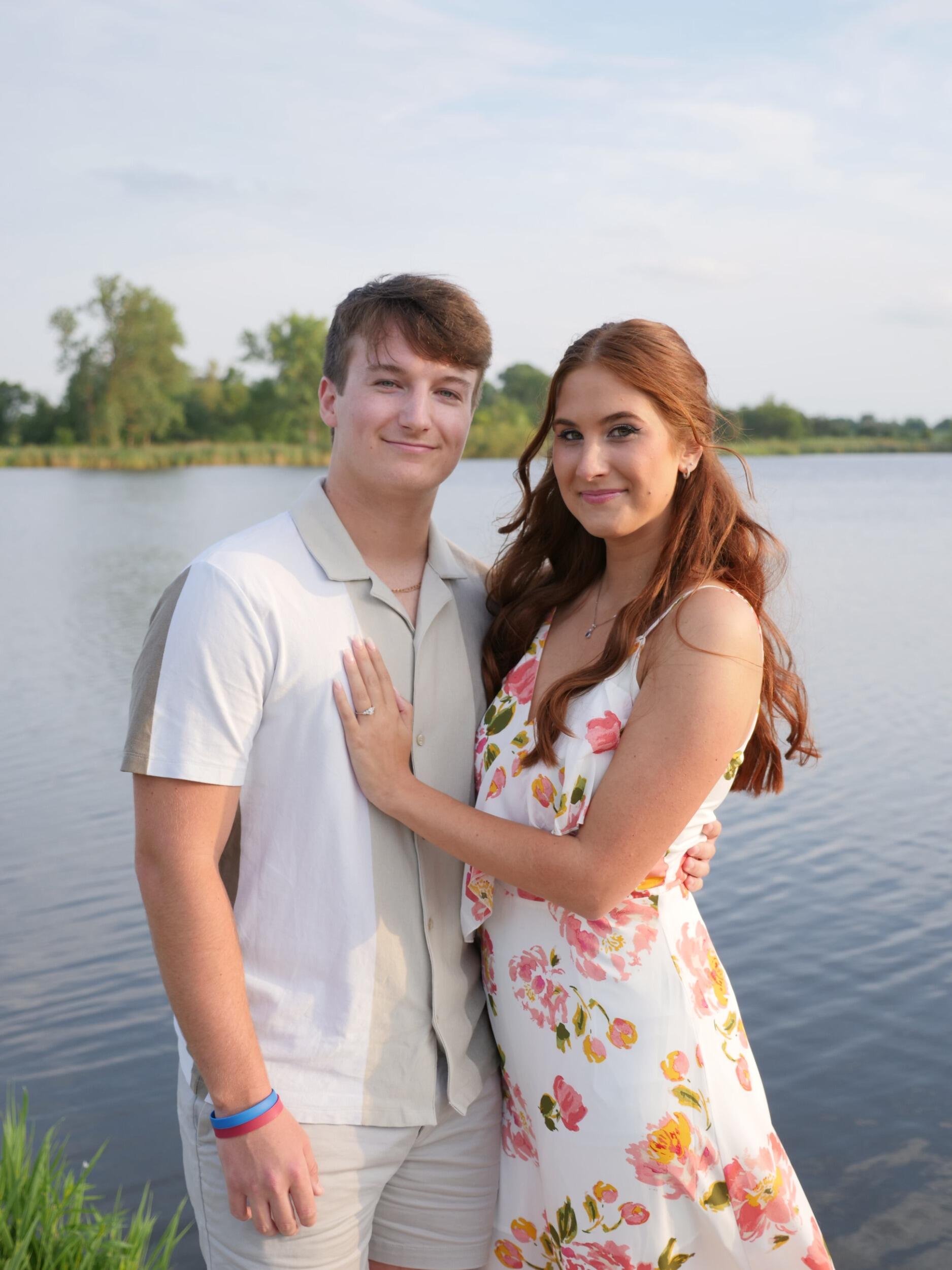 Collin popped the question to Chloe after taking her to the restaurant where they had their first date! Their families got to be there for the proposal which took place at Peck Farm.