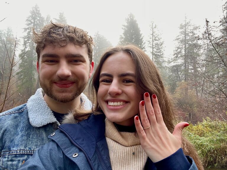The day Sebastian proposed! The ring was lost in the mail, but he made do by getting a spare.