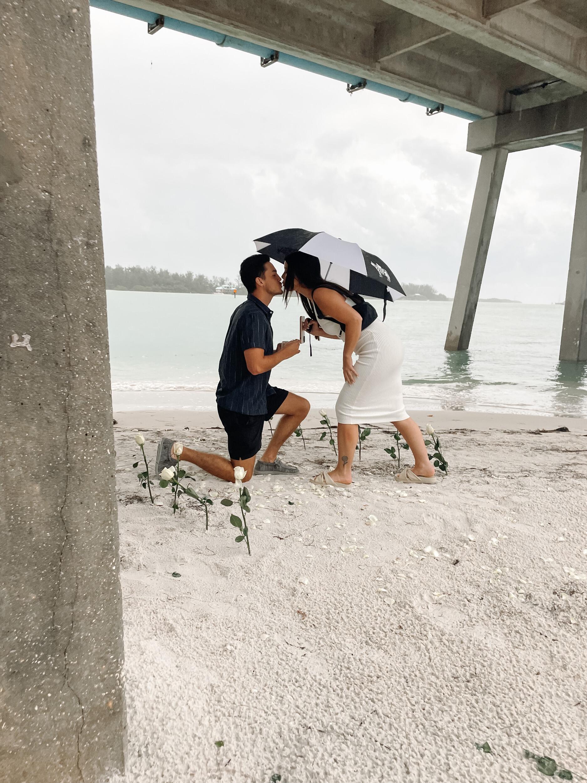 We got engaged! Jarod got down on one knee on a gorgeous, rainy day at Coquina Beach, Florida. 