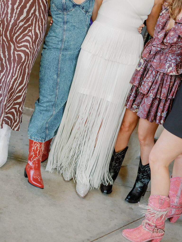 Bride and guests at bridal shower in Western attire