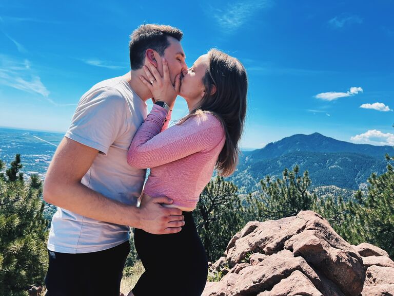 ENGAGED!! Just hours after landing in Denver for vacation we went on a hike in Boulder and Grant popped the question at the top of the mountain!