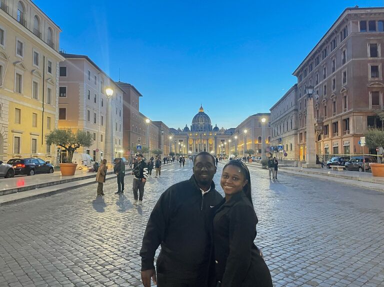 The first trip to Europe was to Italy! The happy couple spent time exploring Ancient Rome and Florence, Italy! 