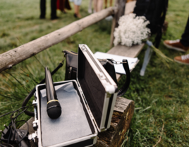 Microphone in box at wedding 