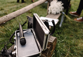 Microphone in box at wedding 