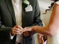 bride and groom exchanging wedding ring