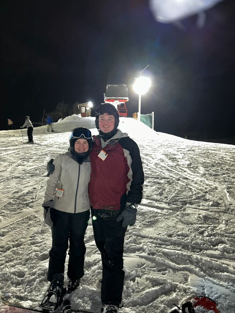 We let our friend Austin teach us how to snowboard for the day. We were very sore the next day.