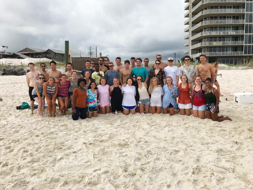 Lane's Medical School Orientation Week
(Lane front row; Ben in the center of the back row)

During Lane's first week of medical school she emailed Ben asking if they could meet after class to discuss the Class President position. His response, "what about dinner instead?" The rest is history!