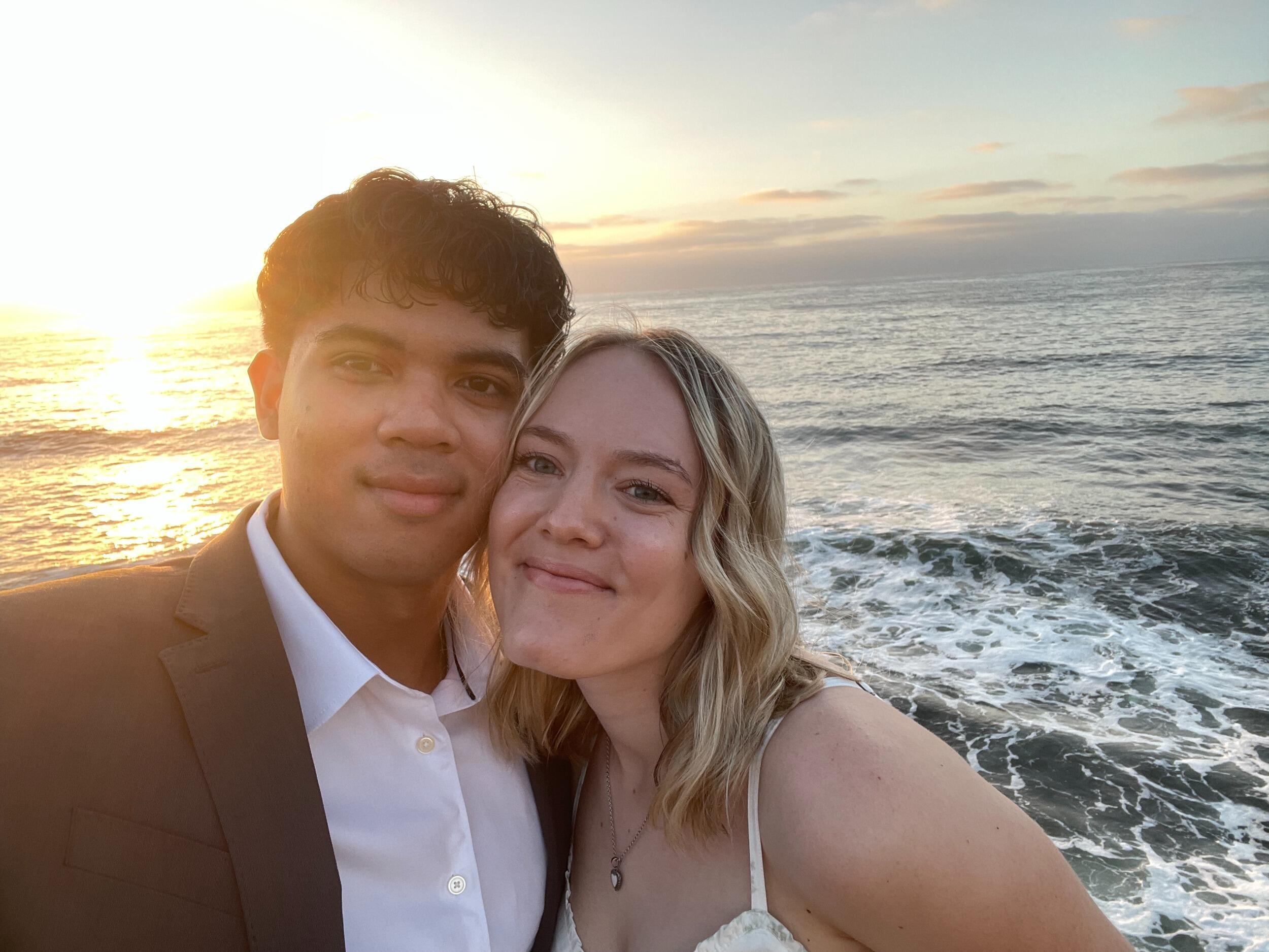 Our last selfie as boyfriend & girlfriend! (Taken moments before he proposed :))