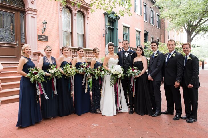 navy bridesmaids and navy groomsmen