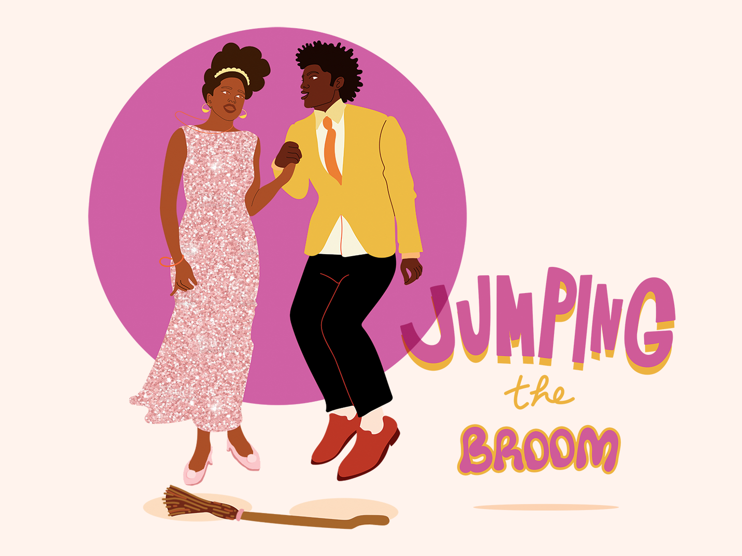 couple jumping the broom wedding ceremony
