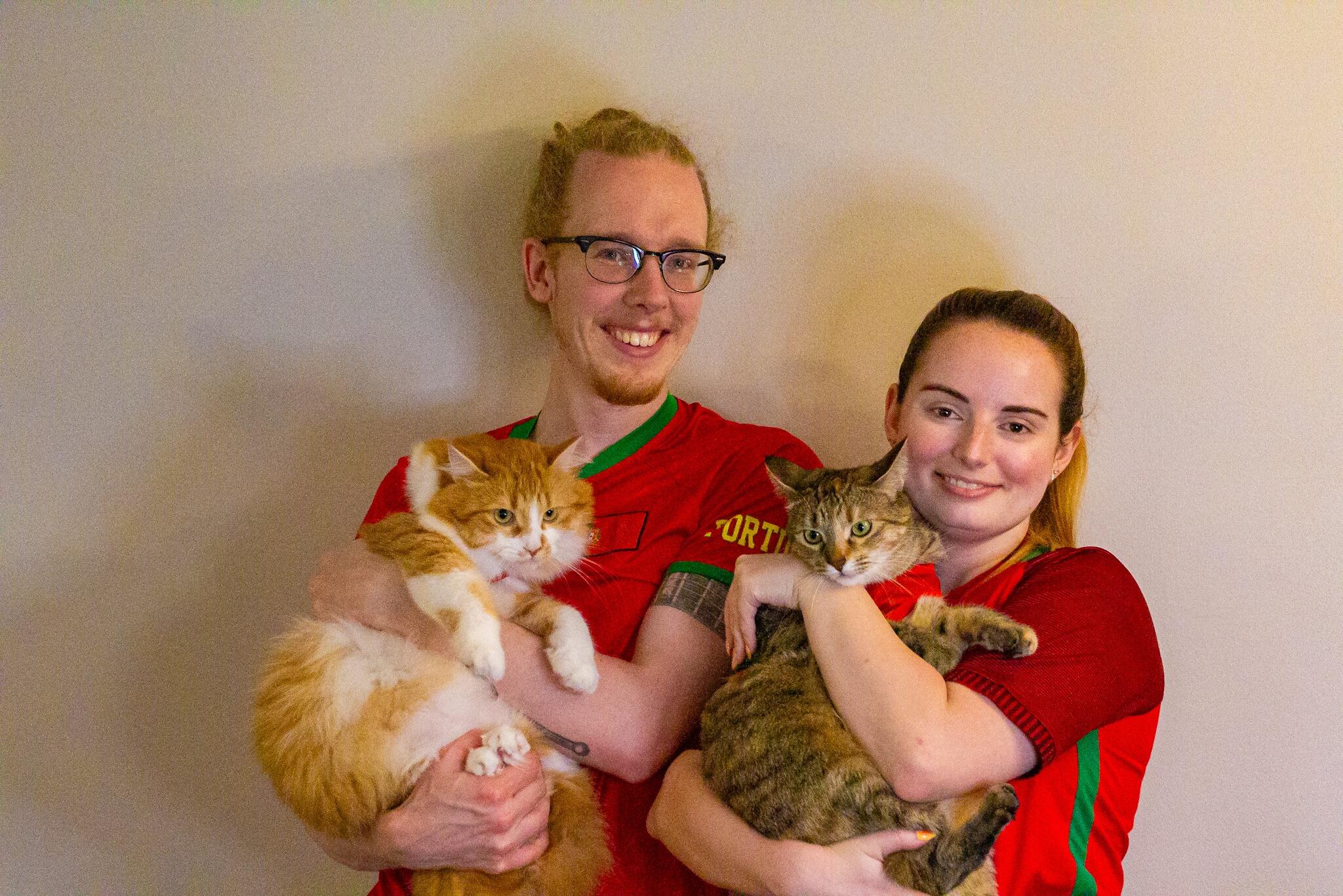 Getting the twins all dressed up and ready for FIFA World Cup. Everyone has to match!