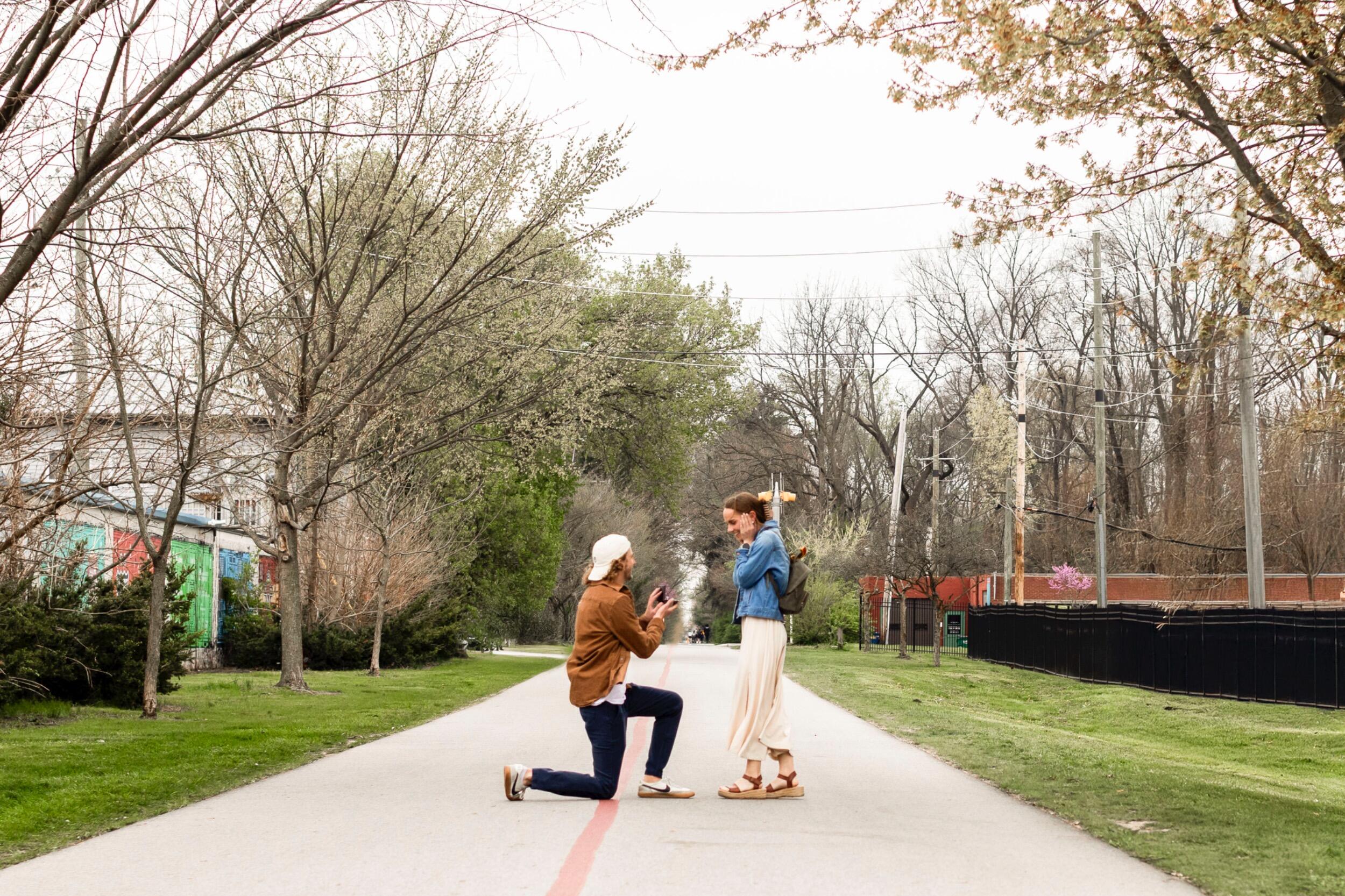 Engaged on The Monon.