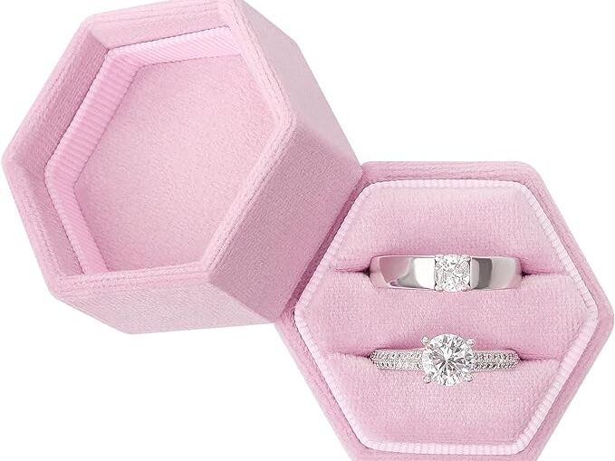 Pink velvet ring box