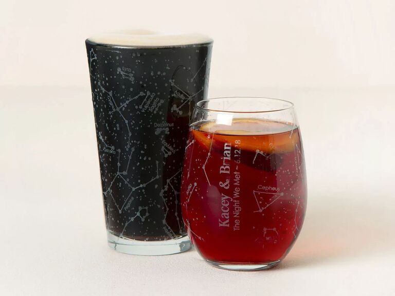 Uncommon Goods custom couples starry glassware for creative matching couples gift