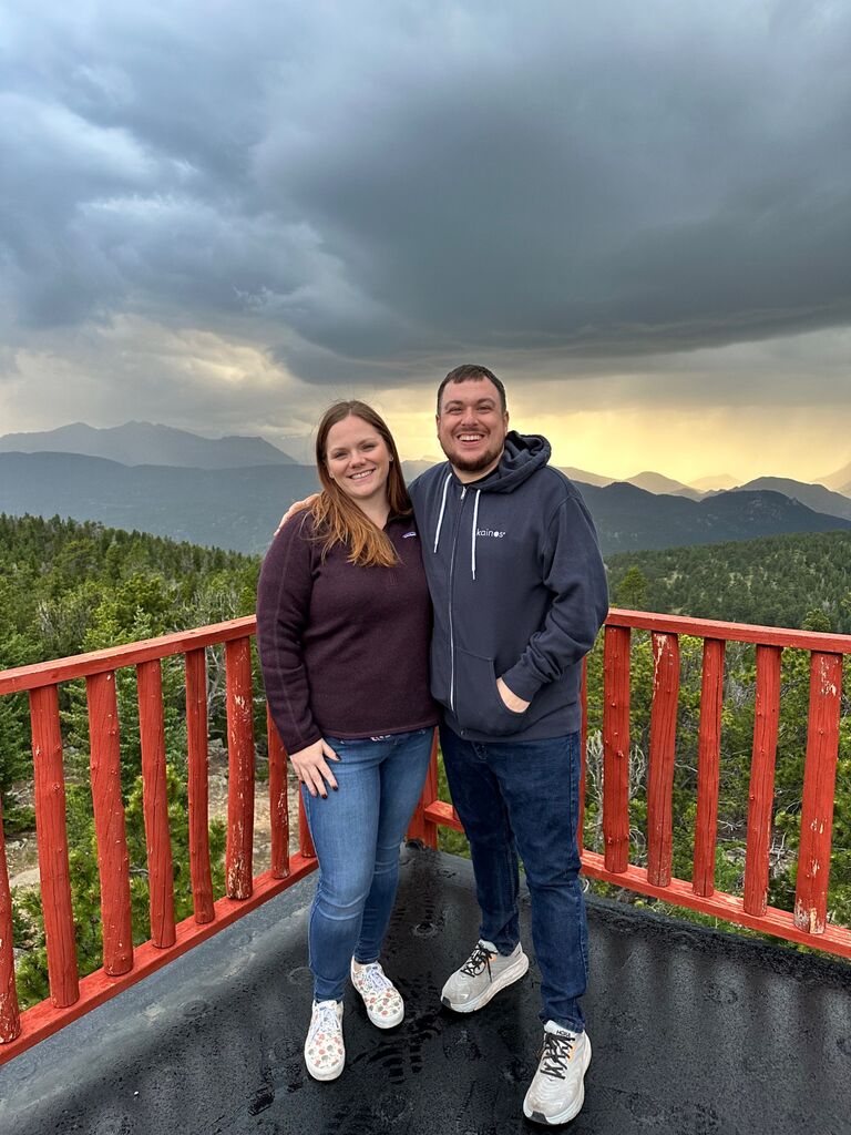 Storms on top of a fire lookout in Estes Park.