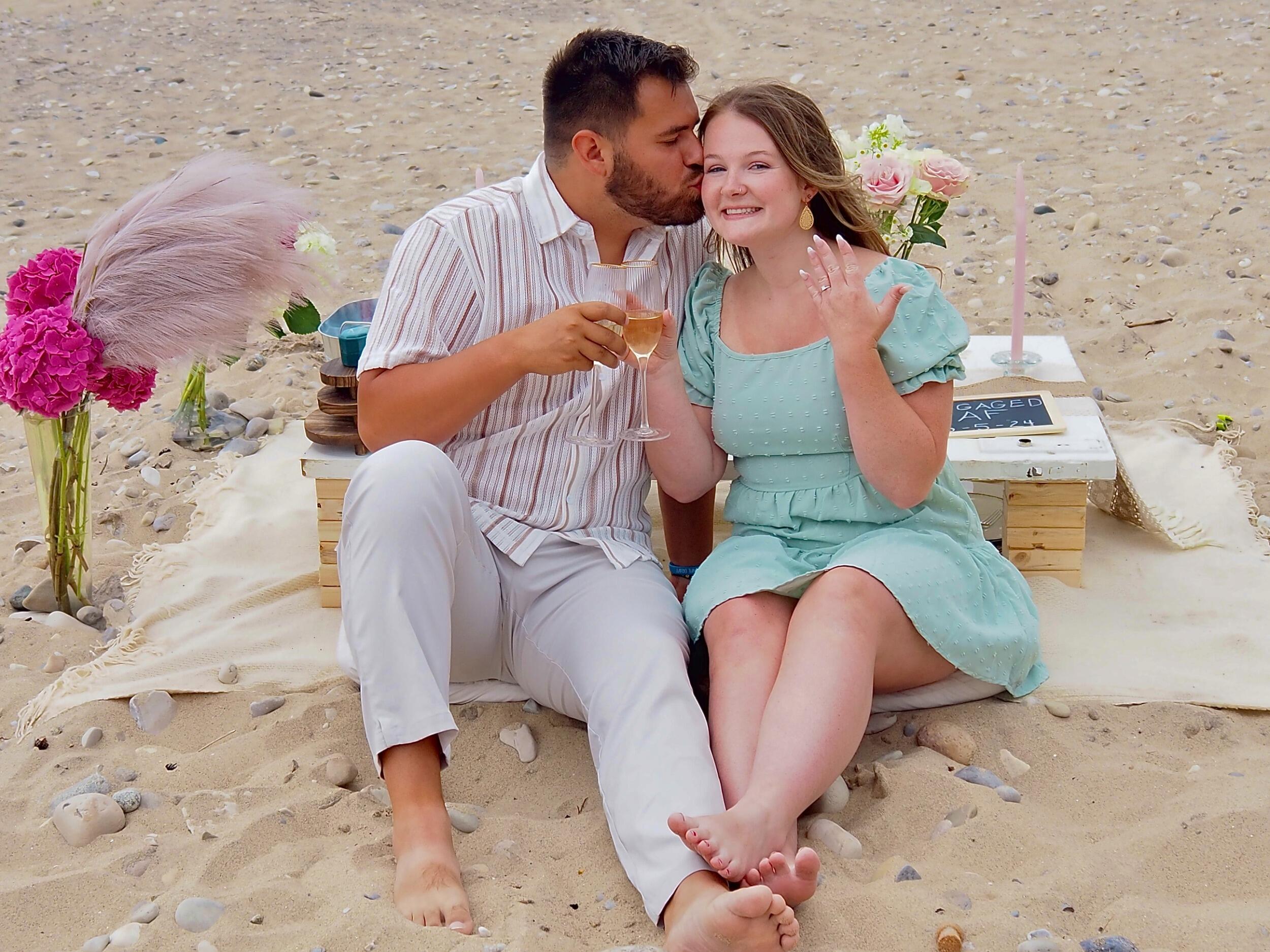 Jake proposed to Morgan in the couples favorite place on earth,  Leland, MI. 