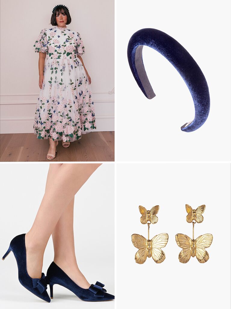 Women's trendy spring engagement photoshoot outfit
