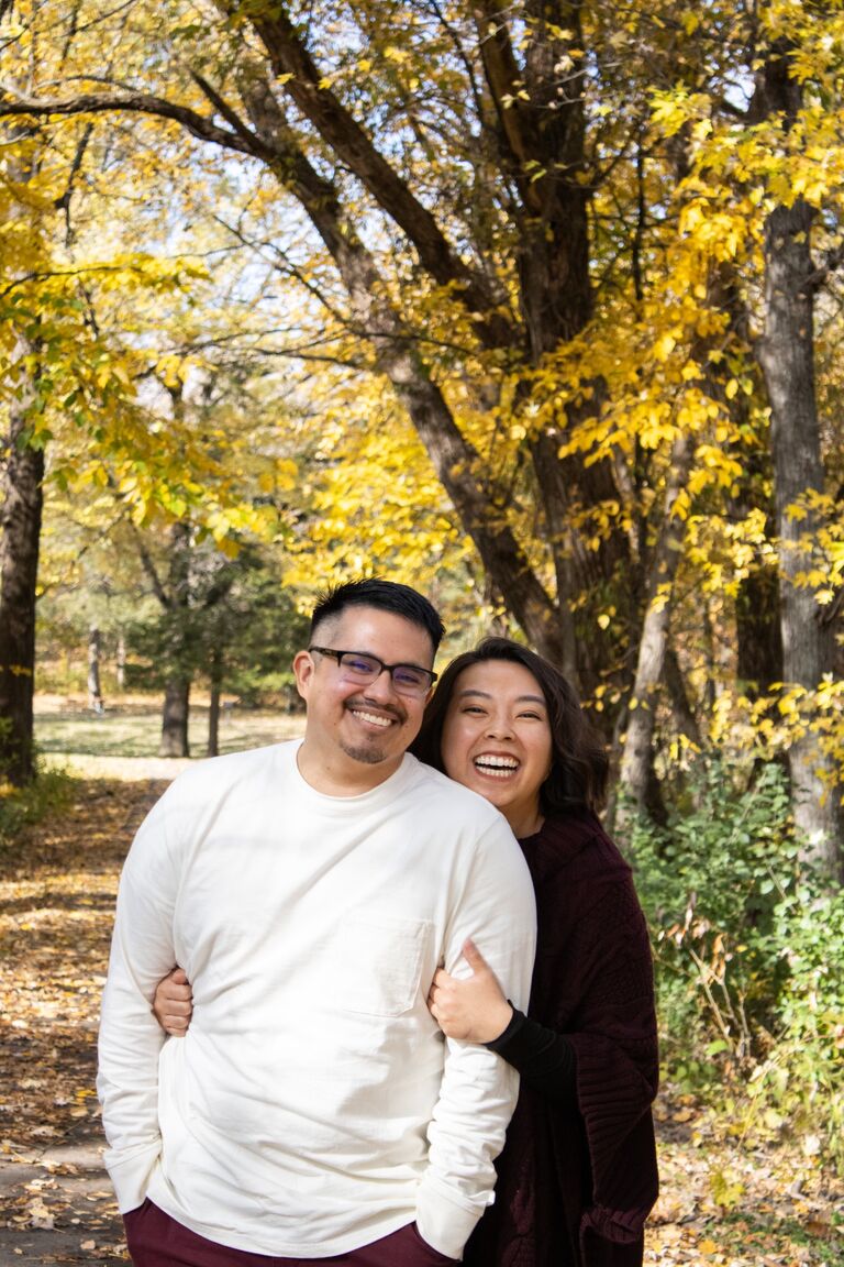 Taking our 1-year pictures at Montissippi Regional Park in Monticello, MN.