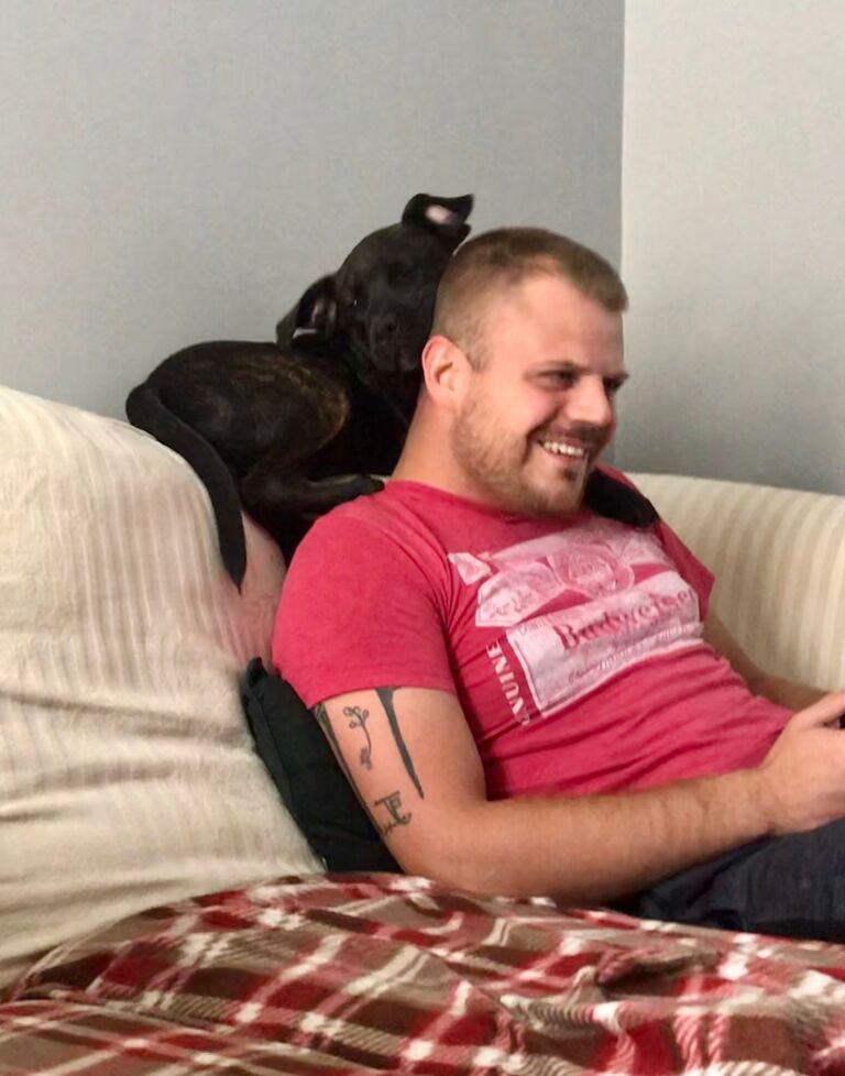 Along came Finn :) 
We rescued our lazy pup in June of 2020, and he quickly became man of the house!